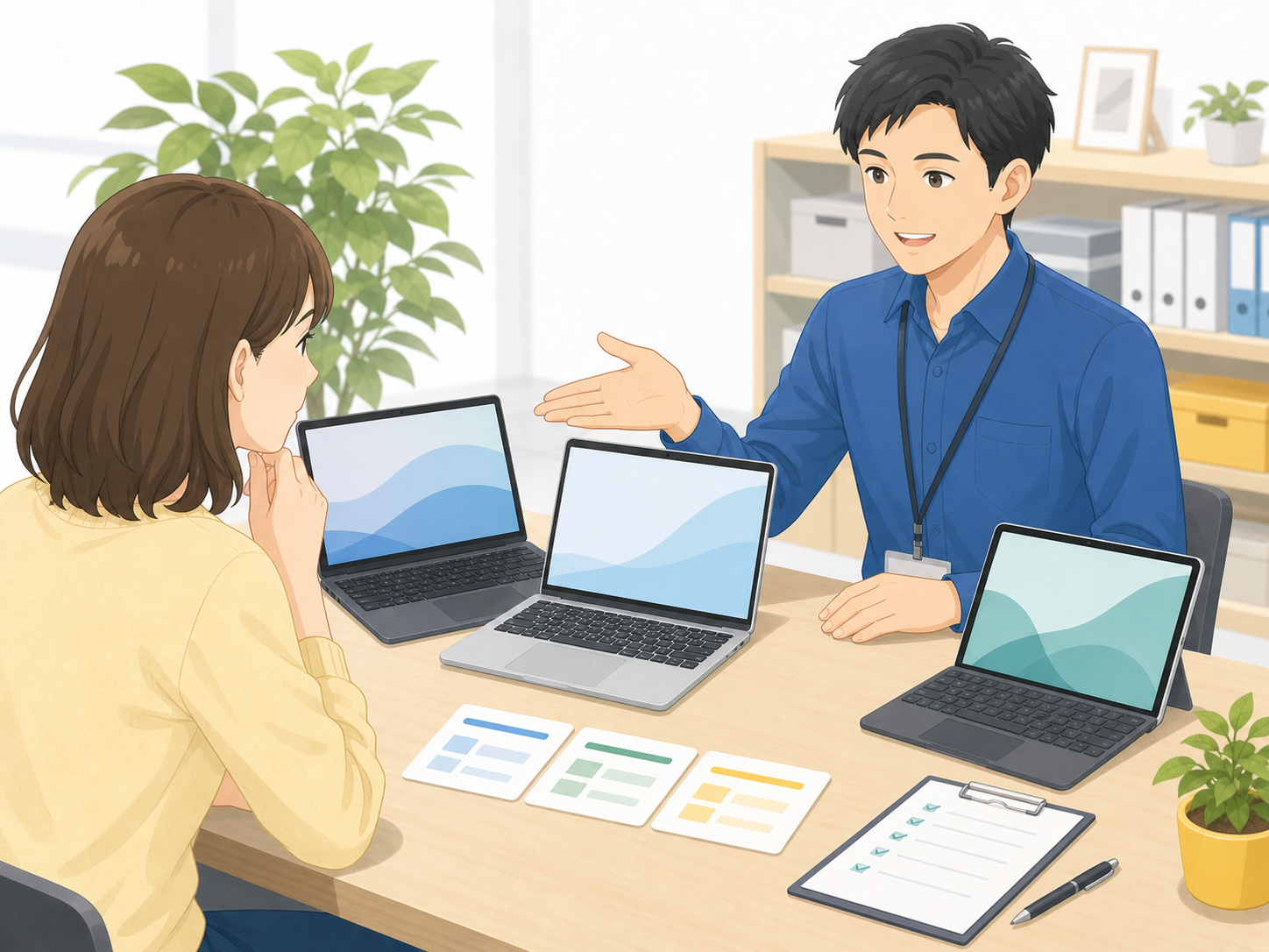 パソコン購入相談のイラスト