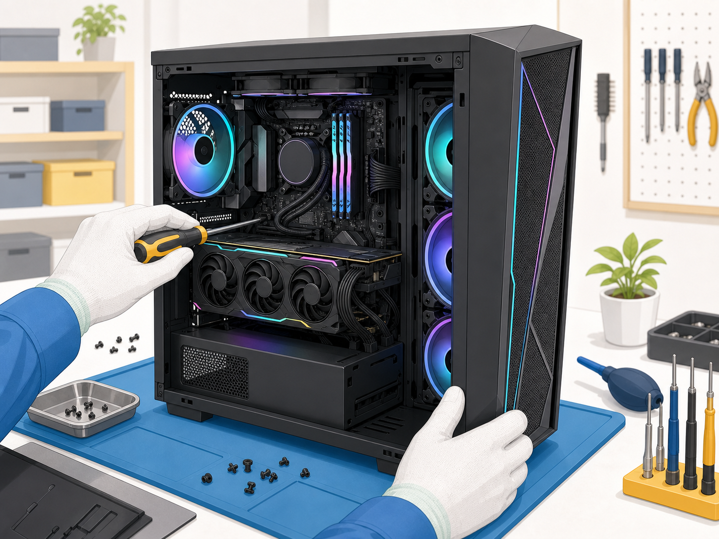 ゲーミングPC修理のイラスト